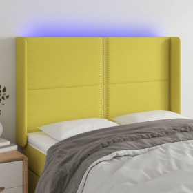 Headboard with LED in green fabric 147x16x118/128 cm by vidaXL, Headboards and footboards - Ref: Foro24-3123913, Price: 94,88...