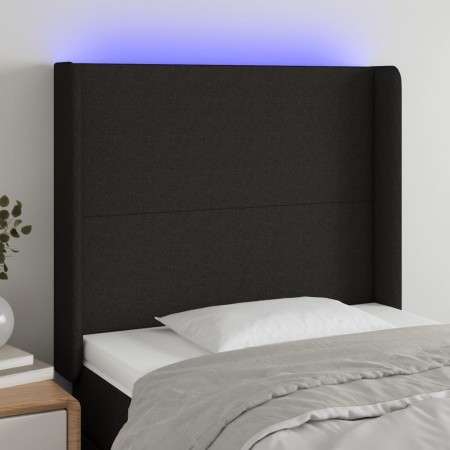 Black fabric headboard with LED 93x16x118/128 cm by vidaXL, Headboards and footboards - Ref: Foro24-3123752, Price: 81,64 €, ...