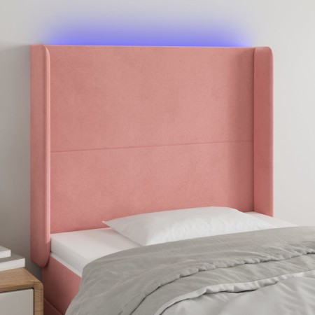 Pink velvet headboard with LED 103x16x118/128 cm by vidaXL, Headboards and footboards - Ref: Foro24-3123815, Price: 93,88 €, ...