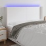 Headboard with LED white synthetic leather 163x16x118/128 cm by vidaXL, Headboards and footboards - Ref: Foro24-3123865, Pric...