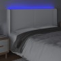 Headboard with LED white synthetic leather 163x16x118/128 cm by vidaXL, Headboards and footboards - Ref: Foro24-3123865, Pric...