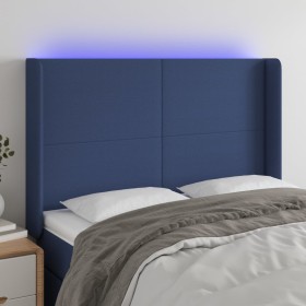 Cabecero con LED de tela azul 147x16x118/128 cm de vidaXL, Cabeceros y pies de cama - Ref: Foro24-3123772, Precio: 125,99 €, ...