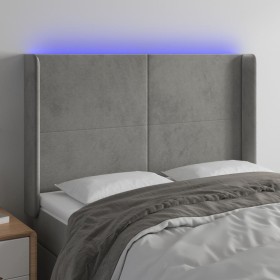 Cabecero con LED de terciopelo gris claro 147x16x118/128 cm de vidaXL, Cabeceros y pies de cama - Ref: Foro24-3123816, Precio...