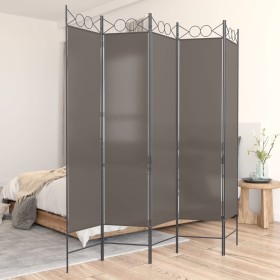 Biombo divisor de 5 paneles de tela gris antracita 200x220 cm de vidaXL, Divisores de ambientes - Ref: Foro24-350172, Precio:...