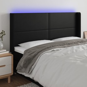 Headboard with LED black synthetic leather 183x16x118/128 cm by vidaXL, Headboards and footboards - Ref: Foro24-3123870, Pric...