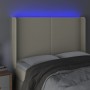 Cabecero con LED cuero sintético color crema 147x16x118/128 cm de vidaXL, Cabeceros y pies de cama - Ref: Foro24-3123860, Pre...