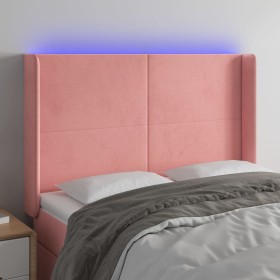 Cabecero con LED de terciopelo rosa 147x16x118/128 cm de vidaXL, Cabeceros y pies de cama - Ref: Foro24-3123821, Precio: 125,...