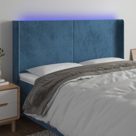 Dark blue velvet LED headboard 163x16x118/128 cm by vidaXL, Headboards and footboards - Ref: Foro24-3123826, Price: 131,99 €,...