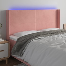 Pink velvet headboard with LED 183x16x118/128 cm by vidaXL, Headboards and footboards - Ref: Foro24-3123833, Price: 140,13 €,...