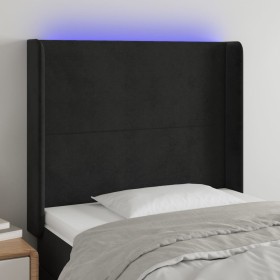 Cabecero con LED de terciopelo negro 93x16x118/128 cm de vidaXL, Cabeceros y pies de cama - Ref: Foro24-3123806, Precio: 91,9...