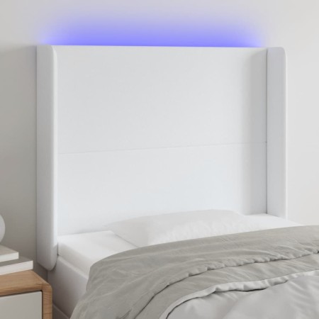 Cabecero con LED cuero sintético blanco 103x16x118/128 cm de vidaXL, Cabeceros y pies de cama - Ref: Foro24-3123853, Precio: ...