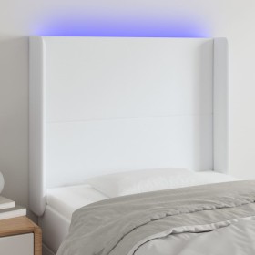 Headboard with LED white synthetic leather 83x16x118/128 cm by vidaXL, Headboards and footboards - Ref: Foro24-3123841, Price...