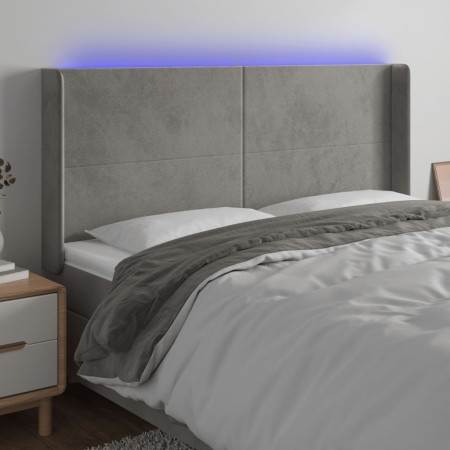 Cabecero con LED de terciopelo gris claro 183x16x118/128 cm de vidaXL, Cabeceros y pies de cama - Ref: Foro24-3123828, Precio...