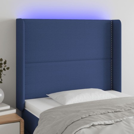 Blue fabric headboard with LED 103x16x118/128 cm by vidaXL, Headboards and footboards - Ref: Foro24-3123904, Price: 76,25 €, ...