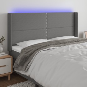 Dunkelgraues Stoffkopfteil mit LED 203x16x118/128 cm von vidaXL, Kopf- und Fußteile - Ref: Foro24-3123931, Preis: 129,91 €, R...