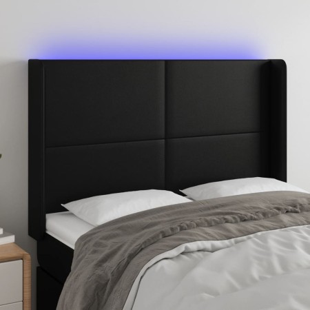 Headboard with LED black synthetic leather 147x16x118/128 cm by vidaXL, Headboards and footboards - Ref: Foro24-3123858, Pric...