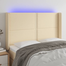 Cream fabric headboard with LED 147x16x118/128 cm by vidaXL, Headboards and footboards - Ref: Foro24-3123911, Price: 119,15 €...