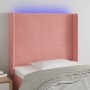 Pink velvet headboard with LED 83x16x118/128 cm by vidaXL, Headboards and footboards - Ref: Foro24-3123803, Price: 86,59 €, D...