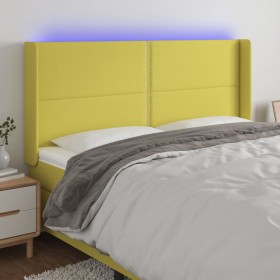 Cabecero con LED de tela verde 163x16x118/128 cm de vidaXL, Cabeceros y pies de cama - Ref: Foro24-3123921, Precio: 117,99 €,...