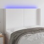 Headboard with LED white synthetic leather 147x16x118/128 cm by vidaXL, Headboards and footboards - Ref: Foro24-3123859, Pric...