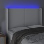 Headboard with LED white synthetic leather 147x16x118/128 cm by vidaXL, Headboards and footboards - Ref: Foro24-3123859, Pric...