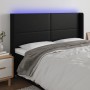 Cabecero con LED cuero sintético negro 163x16x118/128 cm de vidaXL, Cabeceros y pies de cama - Ref: Foro24-3123864, Precio: 1...