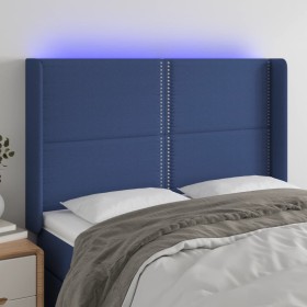 Blue fabric LED headboard 147x16x118/128 cm by vidaXL, Headboards and footboards - Ref: Foro24-3123912, Price: 119,21 €, Disc...