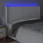 Headboard with LED white synthetic leather 203x16x118/128 cm by vidaXL, Headboards and footboards - Ref: Foro24-3123877, Pric...