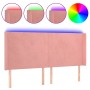 Pink velvet headboard with LED 163x16x118/128 cm by vidaXL, Headboards and footboards - Ref: Foro24-3123827, Price: 137,89 €,...