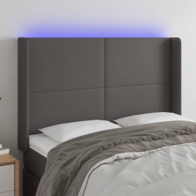 Cabecero con LED cuero sintético gris 147x16x118/128cm de vidaXL, Cabeceros y pies de cama - Ref: Foro24-3123862, Precio: 123...