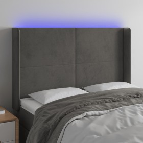 Dunkelgraues Samtkopfteil mit LED 147x16x118/128 cm von vidaXL, Kopf- und Fußteile - Ref: Foro24-3123817, Preis: 123,80 €, Ra...