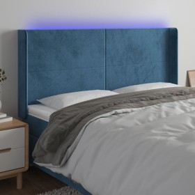 Dark blue velvet LED headboard 183x16x118/128 cm by vidaXL, Headboards and footboards - Ref: Foro24-3123832, Price: 140,13 €,...