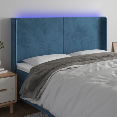 Cabecero con LED de terciopelo azul oscuro 183x16x118/128 cm de vidaXL, Cabeceros y pies de cama - Ref: Foro24-3123832, Preci...