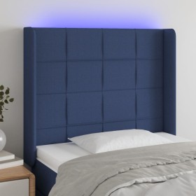 Blue fabric headboard with LED 93x16x118/128 cm by vidaXL, Headboards and footboards - Ref: Foro24-3124036, Price: 82,99 €, D...