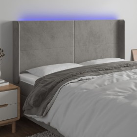 Cabecero con LED de terciopelo gris claro 163x16x118/128 cm de vidaXL, Cabeceros y pies de cama - Ref: Foro24-3123822, Precio...