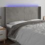 Light gray velvet headboard with LED 163x16x118/128 cm by vidaXL, Headboards and footboards - Ref: Foro24-3123822, Price: 128...