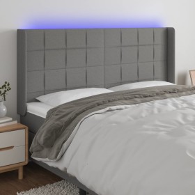 Dunkelgraues Stoffkopfteil mit LED 203x16x118/128 cm von vidaXL, Kopf- und Fußteile - Ref: Foro24-3124071, Preis: 145,18 €, R...