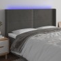 Cabecero con LED de terciopelo gris oscuro 203x16x118/128 cm de vidaXL, Cabeceros y pies de cama - Ref: Foro24-3123975, Preci...