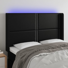 Headboard with LED black synthetic leather 147x16x118/128 cm by vidaXL, Headboards and footboards - Ref: Foro24-3123998, Pric...