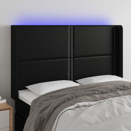 Cabecero con LED cuero sintético negro 147x16x118/128 cm de vidaXL, Cabeceros y pies de cama - Ref: Foro24-3123998, Precio: 1...