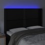 Cabecero con LED cuero sintético negro 147x16x118/128 cm de vidaXL, Cabeceros y pies de cama - Ref: Foro24-3123998, Precio: 1...