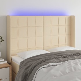 Cream fabric headboard with LED 147x16x118/128 cm by vidaXL, Headboards and footboards - Ref: Foro24-3124051, Price: 126,78 €...