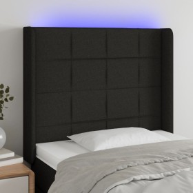 Black fabric headboard with LED 83x16x118/128 cm by vidaXL, Headboards and footboards - Ref: Foro24-3124024, Price: 84,71 €, ...