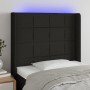 Black fabric headboard with LED 83x16x118/128 cm by vidaXL, Headboards and footboards - Ref: Foro24-3124024, Price: 80,97 €, ...