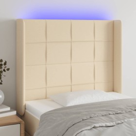 Cream fabric headboard with LED 103x16x118/128 cm by vidaXL, Headboards and footboards - Ref: Foro24-3124043, Price: 84,99 €,...