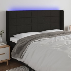 Black fabric headboard with LED 183x16x118/128 cm by vidaXL, Headboards and footboards - Ref: Foro24-3124064, Price: 139,27 €...