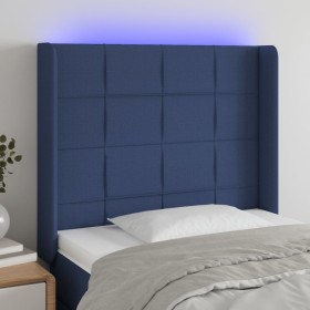 Blue fabric headboard with LED 103x16x118/128 cm by vidaXL, Headboards and footboards - Ref: Foro24-3124044, Price: 84,35 €, ...