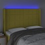 Headboard with LED in green fabric 147x16x118/128 cm by vidaXL, Headboards and footboards - Ref: Foro24-3124053, Price: 109,6...