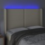 Cabecero con LED cuero sintético color crema 147x16x118/128 cm de vidaXL, Cabeceros y pies de cama - Ref: Foro24-3124000, Pre...