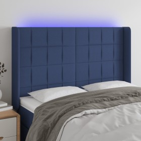 Blue fabric headboard with LED 147x16x118/128 cm by vidaXL, Headboards and footboards - Ref: Foro24-3124052, Price: 126,99 €,...